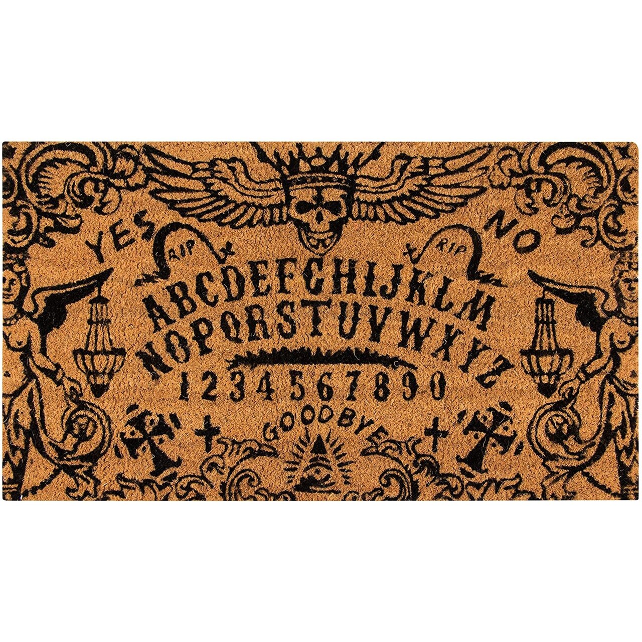Juvale Ouija Board Welcome Door Mat, Natural Coir Halloween Front Door Mat, Spooky Ouija Board Decor for Porch, Patio, and Entryways, Durable Nonslip Front Rugs, Weather-Resistant (30 x 17 Inch)